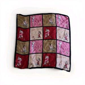 Vtg 100% Silk Novelty Retro Kitsch Square Scarf Pin Up Girls Rockabilly 20.5"